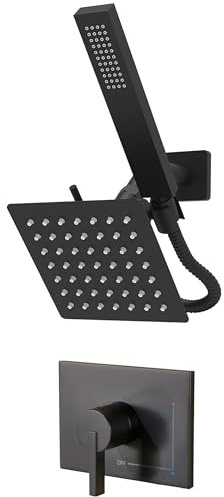 Set completo per vasca e doccia, doppio soffione doccia e palmare 2 in 1, sistema doccia con beccuccio vasca e kit di finiture per doccia, nero opaco