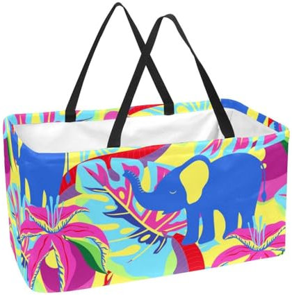 Panier à provisions réutilisable avec fleurs et feuilles de palmier, panier à linge, sac fourre-tout pour pique-nique, courses