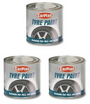 Pack of 3 Tetrosyl Carplan 250ML Tyre Wall Paint Black Specially formulated to provide a decorative black finish on your vehicles tyre side walls, mud flaps and other rubber components.