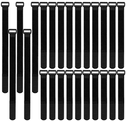 Tibapla Fascetta per Cavi Riutilizzabili, 25pcs Fascette Velcr, 15cm/ 20cm/ 30cm Fascette Cavi Fascette a Strappo Regolabili Fissaggio Corda Cavo Titolare Cavi Organizzatore Fastener, Nera