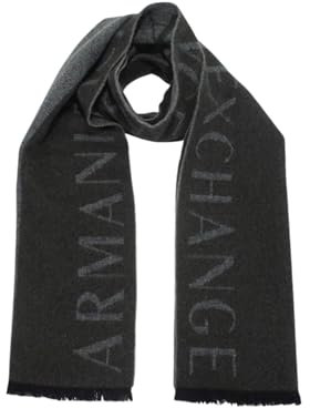 Armani Exchange The urban Expedition, Color Contrast, Logo Lettering Scarf, Black Olive/Green, One Size