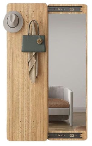 FAANAS Espejo de Longitud Completa, Espejo de Pared de 47 x16 con Colgadores Ajustables, Espejo para Colgar en la Parte Posterior de la Puerta del Dormitorio o Sala de Estar, Natural