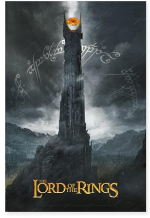 Spreadshirt Der Herr Der Ringe Dunkler Turm Mit Auge Saurons Poster 40x60 cm, One size, Weiß