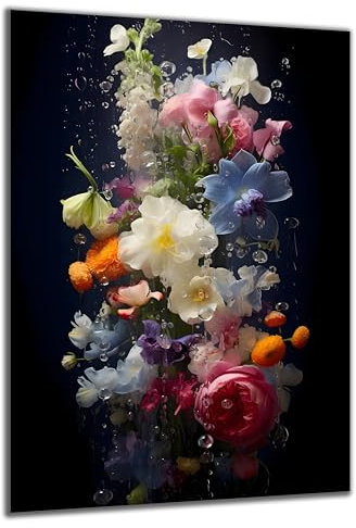 DARO Design - Wand-Bild auf 6mm HDF 40x30 cm bunte Blumen - Wand-Deko Bilder Geschenk