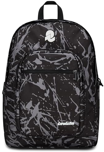 Invicta Jelek Schulranzen, Daypack, Tagesrucksack, Rucksack mit Trinkflaschenfach, Laptopfach, Extra Platz - 38 LT - Unisex, für Schule, Sport und Freizeit, Uni, grau-schwarz - Mädchen, Jungen