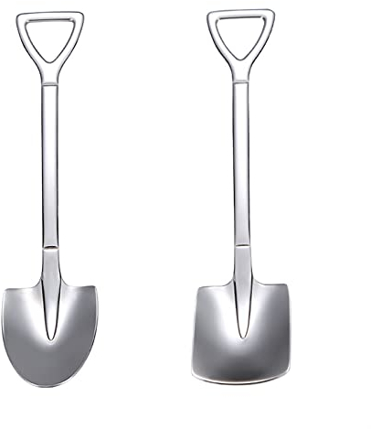 cuillère Cuillère de pelle à pelle en acier inoxydable 2 pack Cuillère de dessert Creative Western Food Spoon Cuillères de café, petites cuillères pour dessert Fournitures de fête cuillère à soupe