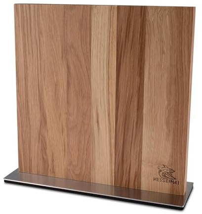 Messerhai Messerblock aus weißer Eiche, magnetischer Messerhalter mit Edelstahlfuß – beidseitig nutzbar für bis zu 10 Messer, hygienische Aufbewahrung, starke Neodym-Magnete, kratzfestes Design