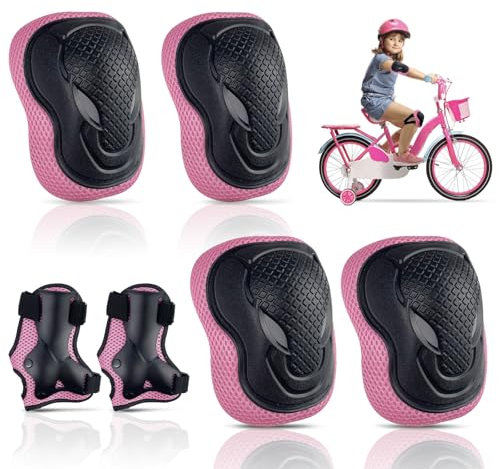 Rseuphiee 6 Piezas Protecciones Patines, Ajustables Set Rodilleras Coderas y Muñequeras, Protecciones Patines Niño, Equipo de Protección Adulto, para Ciclismo, Monopatín, Escalada y Otros Deportes