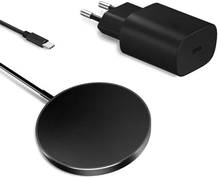 Schwarz Mag-Safe Ladegerät für iPhone: Magnetische Ladestation für induktive drahtlose Ladeplatte, kompatibel mit iPhone 16, 15, 14, 13, 12, mit 20w