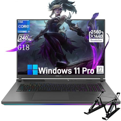 ASUS ROG Strix G18 Ordinateur portable de jeu 2024, écran 18 2,5 K 240 Hz, i9-14900HX(24-Core), carte graphique NVIDIA RTX 4060, DDR5 164 Go, SSD 12 To, clavier rétroéclairé, WiFi 6E, Windows 11 Pro