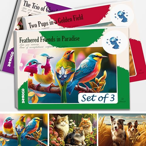 QUOKKA 35 Piece Puzzles for Adults - 3 Set Dementia Puzzles for Elderly - Large Piece Activities Products for Seniors - Alzheimers Jigsaw Puzzle Games for Adults - Dogs in The Field