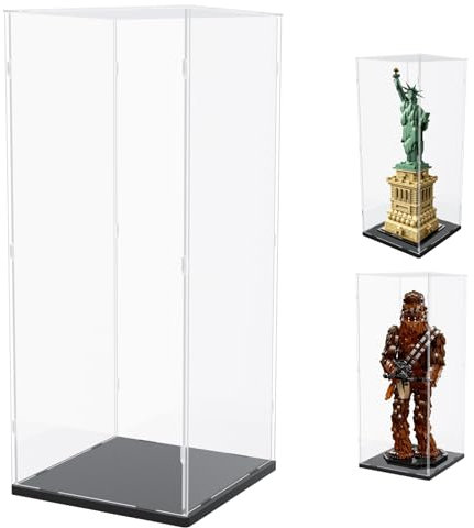 Nynelly 50 cm hohe Acryl-Vitrine für Lego Freiheitsstatue 21042 für Lego-Vitrine für Modelle, Figuren, Puppen, Zusammenbauen, staubdicht, verdickt, klar, Vitrine (schwarz)