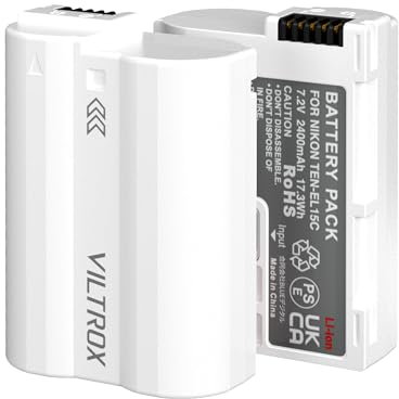 VILTROX 2 Pack EN-EL15C Replacement Batteries 2400mAh USB-C Fast Charging Rechargeable Camera Battery Compatible with Nikon Zf,Z5,Z6,Z6II,Z7,Z8,D500,D600,D610,D750,D780,D800/E,D810/A,D850,D7000,1 V1