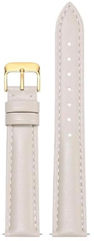 Qgsaghty Leder-Uhrenarmband, 10mm–22mm, Herren- und Damen-Uhrenarmband aus Rindsleder, Uhrenkette, goldene Dornschließe, Beige, 17mm