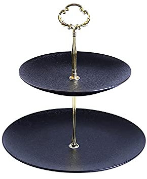 Alzata per torta a 2 livelli Tavolo da dessert staccabile in ceramica Vassoio per frutta per uso domestico Vassoio per dessert per casa, ristorante, hotel Supporto per dessert Porta cupcake