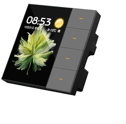 Smart Touch Lichtschalter, 8,9 cm (3,5 Zoll), Smart-Wandschalter, Touchscreen, 4-Gruppenschalter, 8-Wege, Lichtanpassung, Auflösung 320 x 480 (Grau)