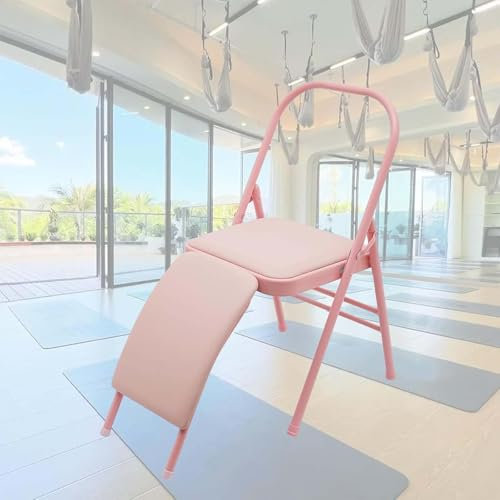 Generisch Yogastuhl mit Lordosenstütze Komfortabel Dauerhaft Hilfsstuhl Yoga-Hilfsstuhl Rückenfreier Yoga-Stuhl mit PU-Leder Faltbarer Yoga-Stuhl mit Rutschfesten Fußbezügen,05