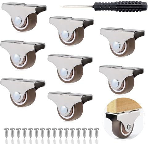 YSDMY 8 Stück Möbelrollen 25mm Rollen für Möbel up to 96KG Still Mini Möbelrollen mit Schraubendreher,Radrollen Gummi Rollen Klein, Laufrollen Bockrollen Transportrollen für Möbel Mülleimerbox