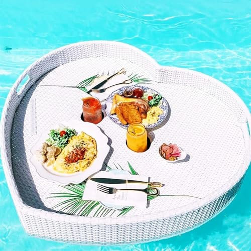 ABNNHK Schwimmendes Tablett für den Pool, stilvolles Frühstückstablett auf dem Wasser, schwimmende Bar für den Pool, schwimmender Teller in Herzform
