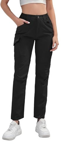 BondiTrekk Cargo Hose Damen mit 9 Taschen - Hochtaillierte Wasserabweisende Outdoor-Hose für Wandern, Sport & Alltag