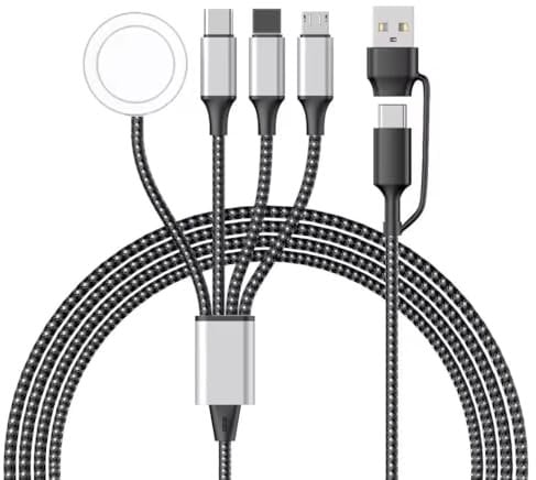 4 in 2 Multi Charging Cable for A-pple Watch Charger, Upgraded Wireless USB C iWatch Charger Fast Charging with Type C/Light-ning Compatible with iWatch Ultra SE 10-1, i-Phone 16-11, Android (4FT)