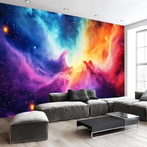 3D Weltraumnebel Fototapete Wandbild - Universum-Galaxie Wanddeko - 350 x 256 cm (B x H) Wandtapete Fotoplakat für Wohnzimmer, Küche, Schlafzimmer - Wandkunst