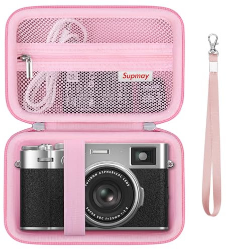 Supmay Hard Travel Case for Fujifilm X100VI / X100V / X100F/ X100S Digital Camera, Digital Camera Storage Case with Mesh Pocket for Batteries, SD Card, USB Cable, Pink