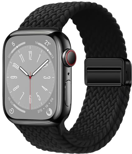 YMKFGUPKRG Braided Solo Loop For Apple Watch Band Cinturino per orologio(Noir,38mm 40mm 41mm)