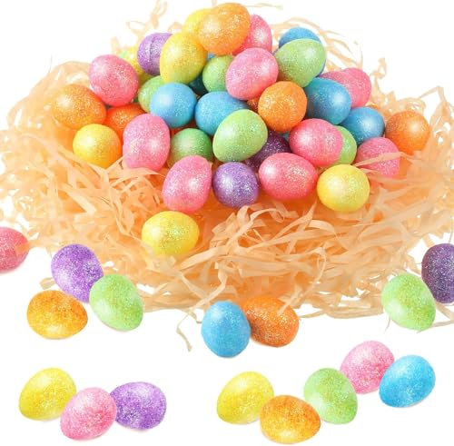 DIELIANHUA 80 PCS Mini Ostereier, Mini Ostereier Schaumstoff, Mini Deko Eier Ostern, Mini Ostereier Deko, Oster Eier Schaumstoff, Zum Basteln von Ostertischdekorationen, Osterhüten