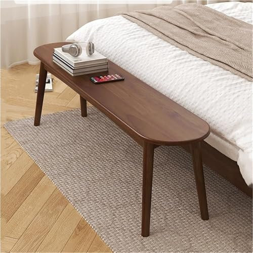 Rustikale Holzbank für Esszimmer und Eingangsbereich, Bauernhaus-Stil, Schuhbank für Wohnzimmer und Schlafzimmer, 119,9 cm, braune Holzbett-Endbank