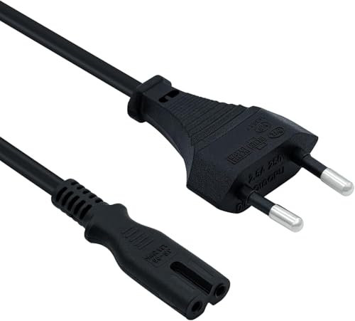 Câble d'alimentation, 1.5m Cable Alimentation 2 Broches Euro Fiche vers EU Plug C7 Figure 8 Cordon Alimentation TV Blu-Ray Récepteur DVD Appareils Alimentations Électriques - Noir