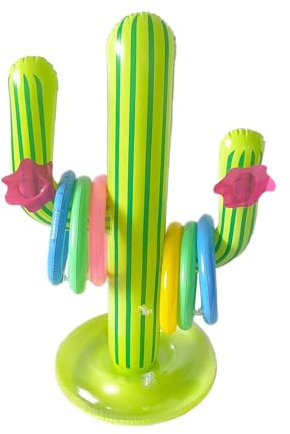 Aufblasbarer Kaktus Mit 6 Ringen, Ringwurfspiel Für Kinder, Pool Spielzeug Für Sommerparty, Outdoor Und Wasser, Lustiges Aufblasbare Palme Wurfspiel Für Geburtstag Und Strandspiele