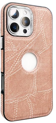 HAMEXLN Rosa,16 PRO, Cover per iPhone 16 PRO Max/16 Pro/16 Plus/16, Protezione Custodia in Pelle d'Epoca Anti-Impronte Vista Logo