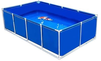 Moubhjd Outdoor Zuchtteich mit Stahlrahmen,Flexibler PVC Pool mit Ablaufventil für Fische&Pflanzen,Mobiles Wassersystem für Balkon, Terrasse&Garten(Größe:L100xW100xH40cm)