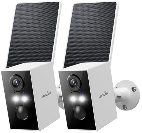 wansview Solar Cmera Outdoor Wireless - 2K CCTV Security Camera Outdoor, 2P | Two-Way Audio, PIR Human Detection, Color Night Vision, Real-time Alert, Battery Operated, TF Card Storage, 2.4GHz WiFi, IP65