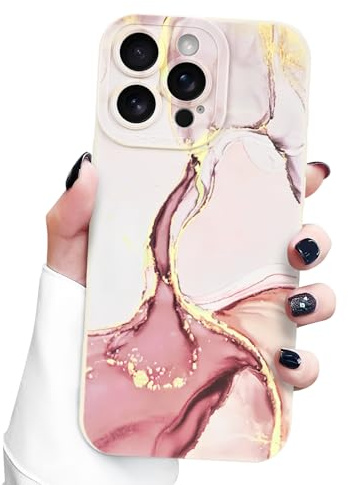 Newseego für iPhone 16 Pro Hülle, Marmor Muster Flexibel TPU Handyhülle 6,3 Zoll Stylisch Stoßfest Fallschutz Anti-Kratz Ästhetisch Modisch Schutzhülle für iPhone 16 Pro Rosa