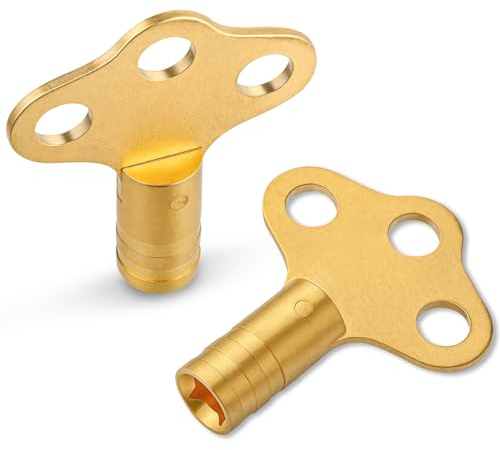Mellbree Solid Brass Radiator Bleed Key Set UK Standard | 2-Piece Hex Radiator Keys | Easy Heating System Upkeep | Metric/Imperial Fit