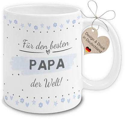 Maus-Design Tasse Für den beste Papa der Welt | liebevolles Geschenk zum Geburtstag oder Vatertag oder Weihnachten für Papa | Handmade in Deutschland