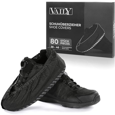 Vaily Schuhüberzieher Schwarz - 80 Stück (40 Paar) Strapazierfähige und Rutschfeste Überschuhe