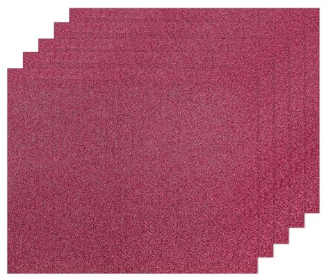 sourcing map 5 Pcs Heat Transfer Vinyl, 12 x 10 Glitter HTV Iron on Vinyl PU HTV Sheets for T Shirts Sports Clothing Garments Heat Press Machine, Peach Pink