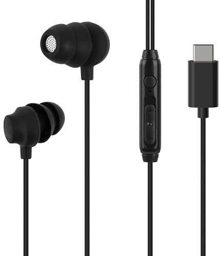 GEEKRIA USB-C-Schlaf-Ohrhörer mit Mikrofon, geräuschisolierende In-Ear-Kopfhörer für Seitenschläfer mit Lautstärkeregler, weiche Ohrhörer für ASMR und Musik (1,2 m)