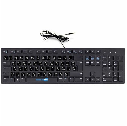 SIMPLETEK - Tastatur KB216 USB verkabelt | Aufkleber Japanisches Layout JP QWERTY | Kompatibel mit Desktop-PC | Farbe Schwarz