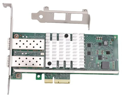 Plyisty Carte Réseau Fibre Optique 10 Gbit/s, Double Interface SFP+, Adaptateur Ethernet PCIE 2.0 X4 avec Puce 82599ES, pour Centre de Données VMware Server