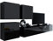 Wohnwand Vigo XXIII, Design Mediawand, Modernes Wohnzimmer Set, Anbauwand, Hängeschrank TV Lowboard, (Schwarz/Schwarz Hochglanz)