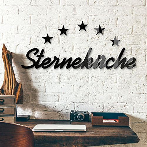 K&L Wall Art Sterne Dekobuchstaben 3D Acrylbuchstaben Sterneküche Schwarz Deko Buchstaben Küche 54x10cm Schriftzug aus Glas