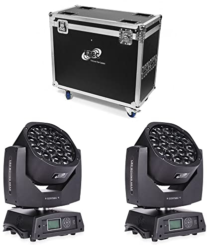 ETEC Professional LED Big Eye Moving Head 19x15 Watt RGBW Set mit Flightcase Beam Rotation Zoom DMX Bühnenbeleuchtung Lichteffekt Discothek Club DJ Party