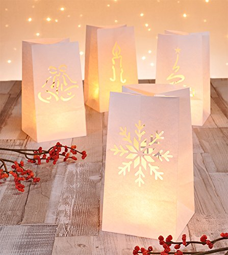 Markenlos 8 x Lichtertüten Tütenwindlich Windlicht Teelicht Weihnachten Lichttüten Luminaria
