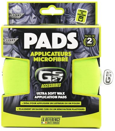 GS27 - Pads Applicateurs Microfibre - pour l'Intérieur et l'Extérieur du Véhicule - sans Risque de Rayures - Pack de 2