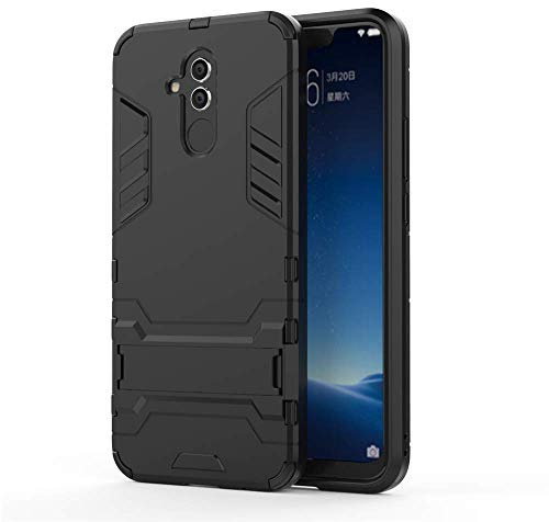Huawei Mate 20 Lite Funda, MHHQ 2in1 Armadura Combinación Heavy Duty Escudo Cáscara Dura PC + Suave TPU Silicona Case Cover con soporte para Huawei Mate 20 Lite -All Black