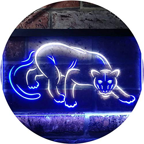 Panther Animal Room Display Dual Color LED Barlicht Neonlicht Lichtwerbung Neon Sign Weiß & Blau 400 x 300mm st6s43-i3257-wb